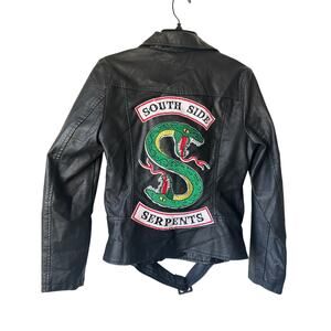 Southside Serpent Moto Biker Jacket Faux Leather Women's Size Small Grunge Bold
